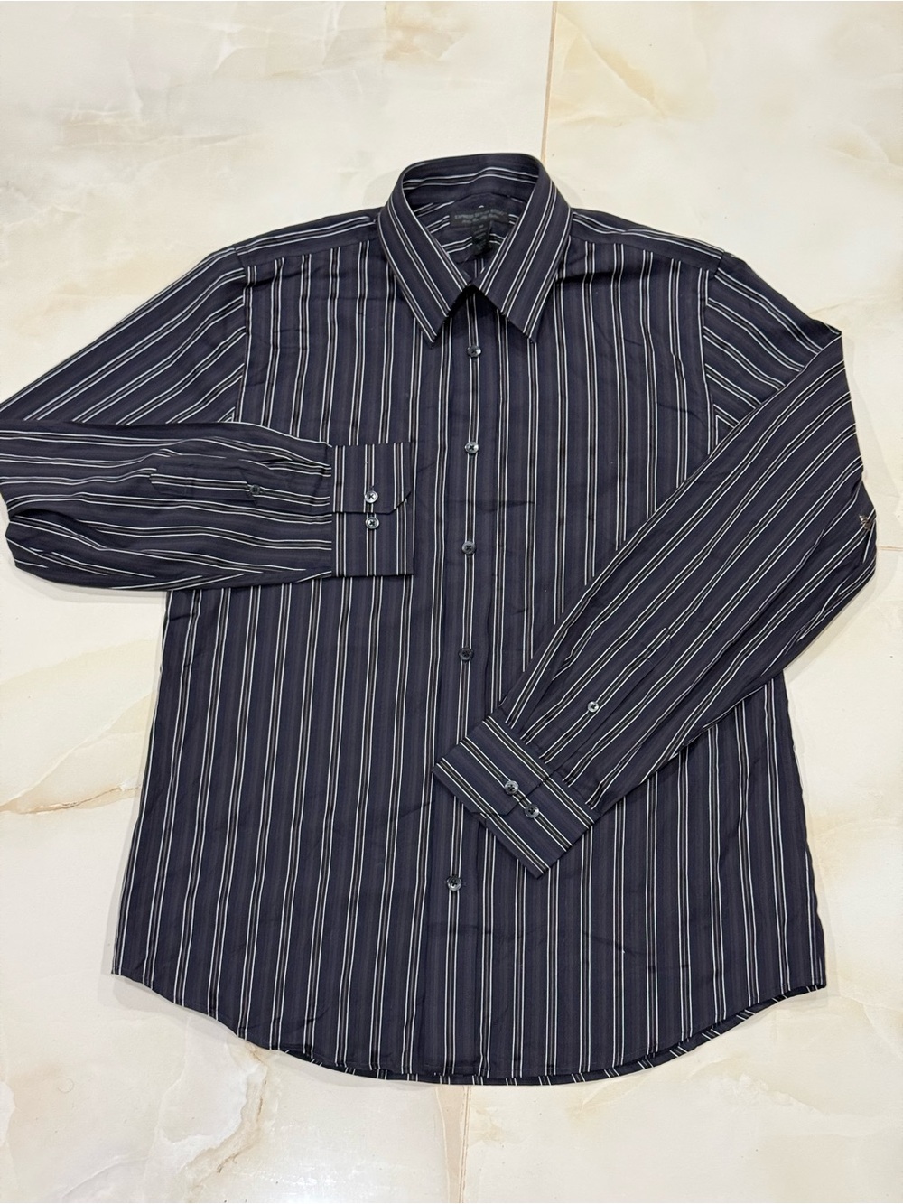 Express Men's Black Striped Dress Shirt - Picture 1 of 6